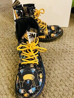 Dr. Martens Kids Black & Yellow Adventure Time Lace-Up Boots